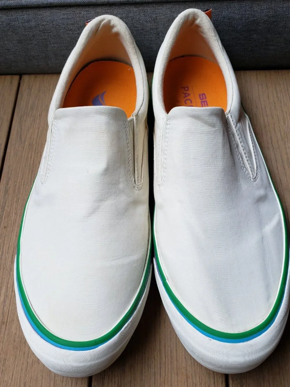 EUC SeaVees Hawthorne Pride bleach twill slip-on (9.5) KICKS